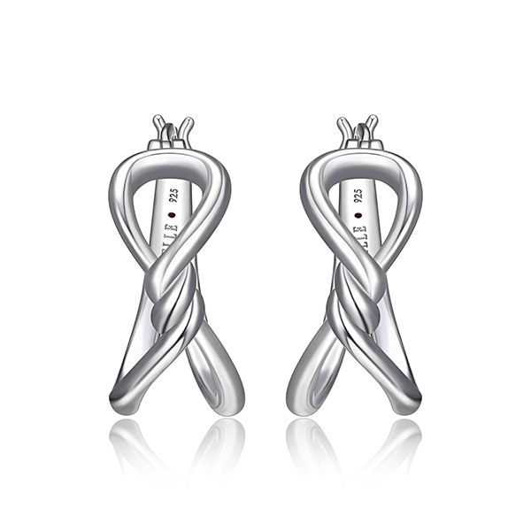ELLE Sterling Silver TWIST 21mm Hoop Earrings - Silver
