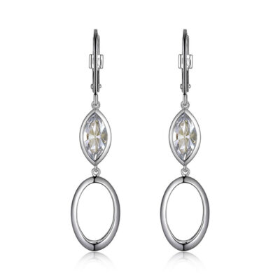 ELLE Sterling Silver EXPRESSION Clear Blue Shade Swarovski Crystal Drop Earrings - Silver