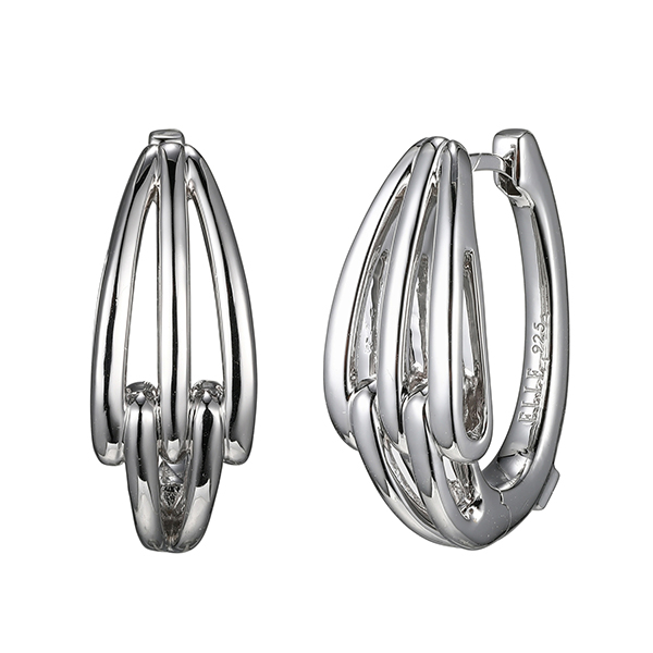 ELLE Sterling Silver EMBRACE 23x16mm Hoop Earrings - Silver