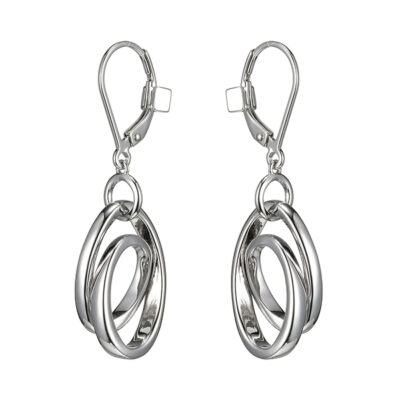 ELLE Sterling Silver ETERNITY Dangle Hoop Earrings - Silver
