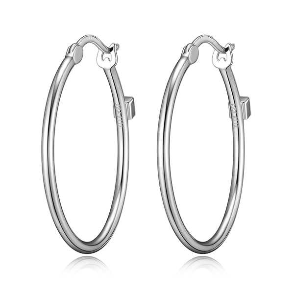 ELLE Sterling Silver LYRA 30mm Hoop Earrings - Silver