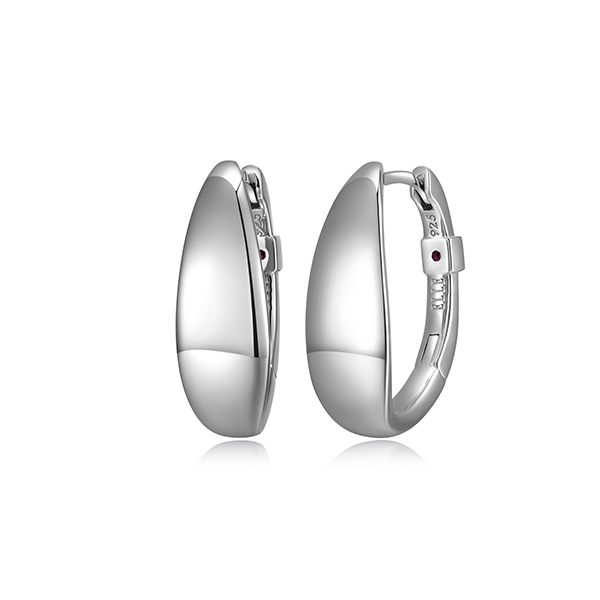 ELLE Sterling Silver PEBBLE Hoop Earrings - Silver