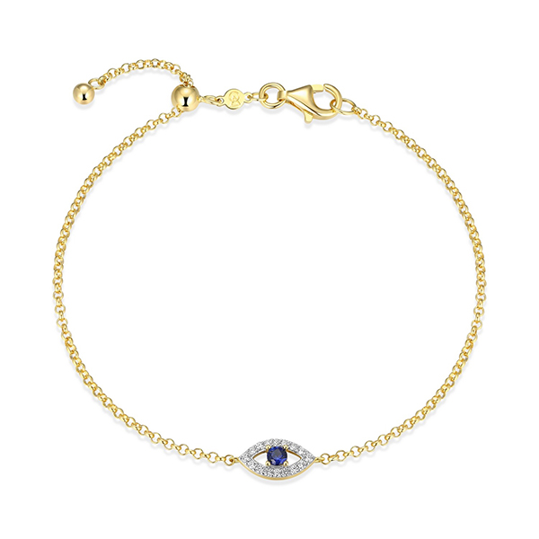 CJ Monte sterling silver lab_-created diamond & created sapphire adjustable evil eye bracelet