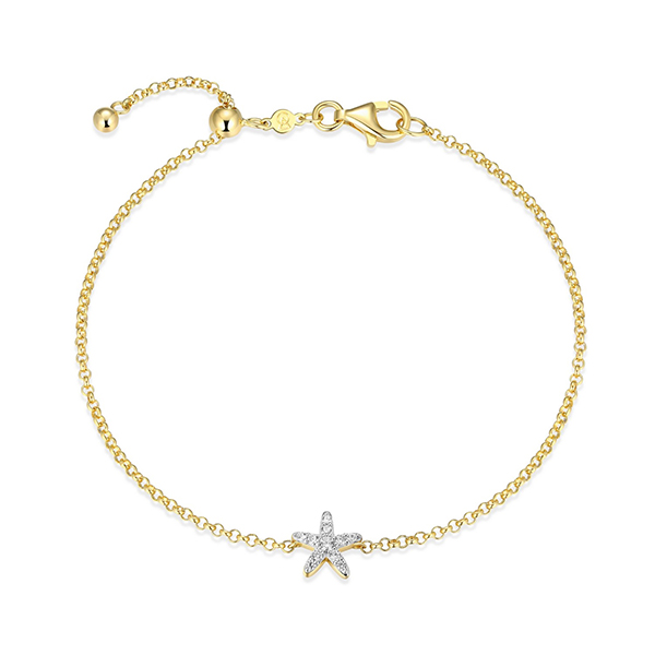 CJ Monte sterling silver lab_-created diamond starfish adjustable bracelet