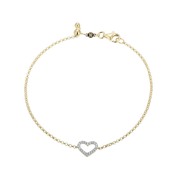 CJ Monte sterling silver lab_created diamond adjustable open heart bracelet