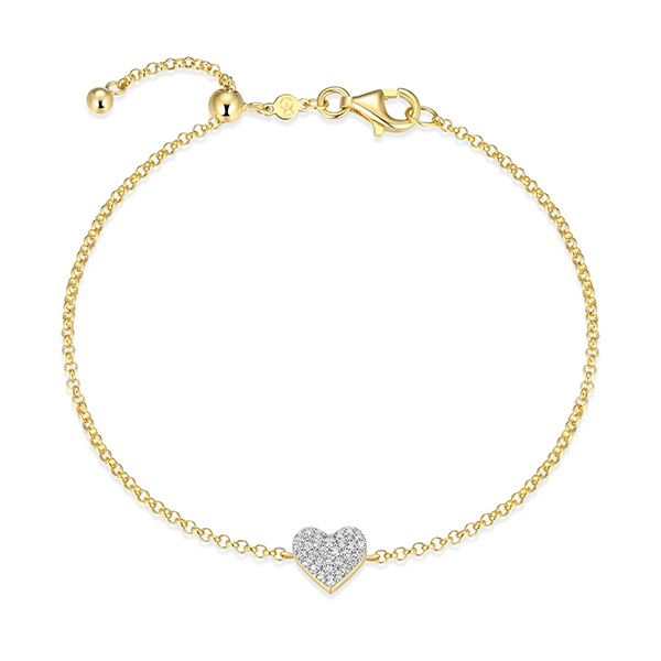 CJ Monte sterling silver lab_created diamond adjustable pave heart bracelet