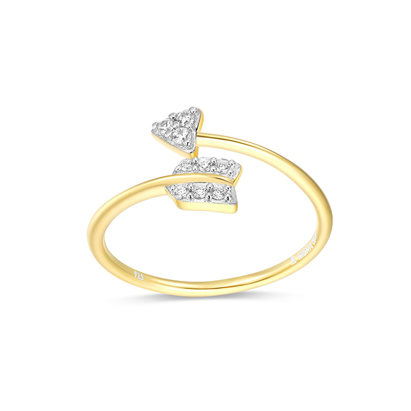 CJ Monte sterling silver lab_-created diamond arrow Bypass ring - Size 8