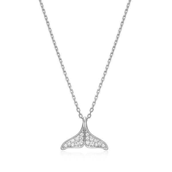 CJ Monte sterling silver lab_-created diamond whale tail necklace