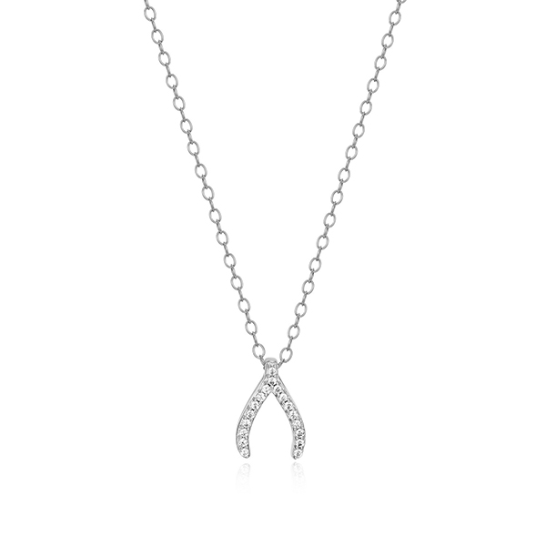 CJ Monte sterling silver lab_-created diamond wishbone necklace