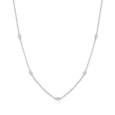CJ Monte sterling silver lab_created diamond 5_stone station necklace
