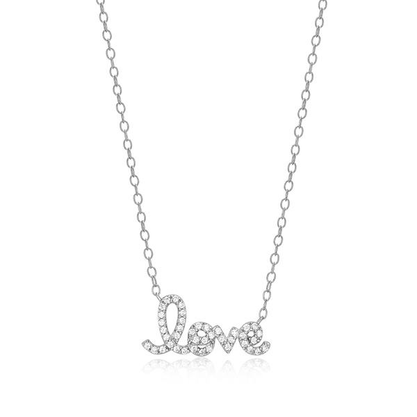 CJ Monte sterling silver lab_created diamond love necklace