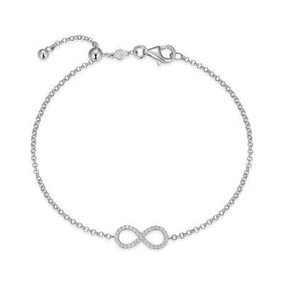 CJ Monte sterling silver lab_-created diamond infinity adjustable bracelet