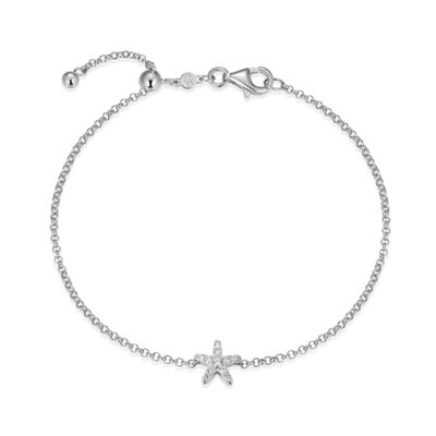 CJ Monte sterling silver lab_-created diamond starfish adjustable bracelet