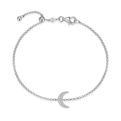 CJ Monte sterling silver lab_created diamond crescent moon adjustable bracelet