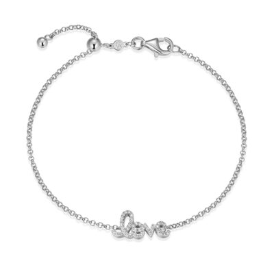 CJ Monte sterling silver lab_-created diamond adjustable love bracelet