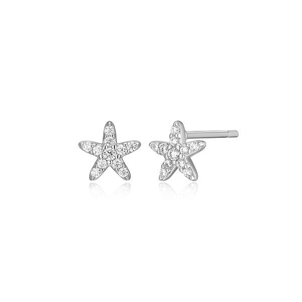 CJ Monte sterling silver lab_-created diamond starfish stud earrings