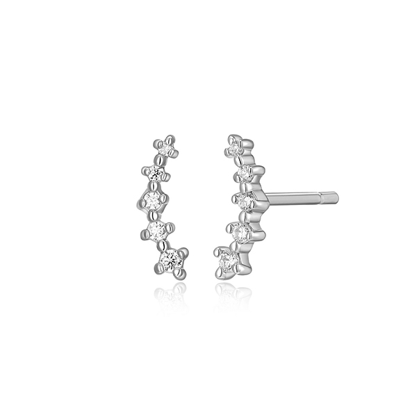 CJ Monte sterling silver lab_-created diamond small curved stud earrings