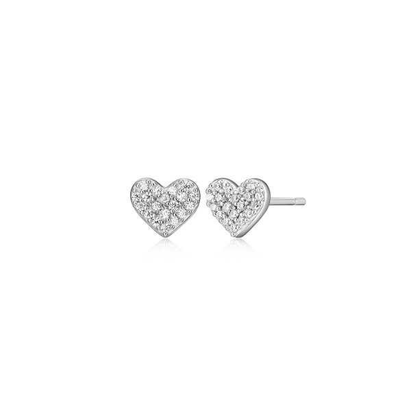 CJ Monte sterling silver lab_-created diamond pave heart stud earrings