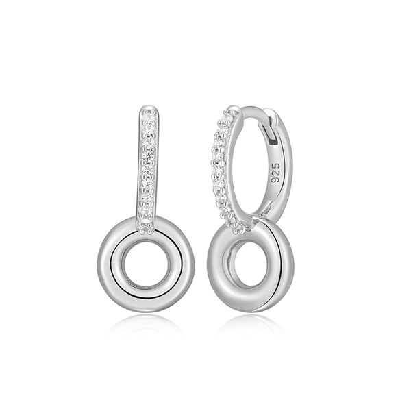 CJ Monte sterling silver lab_-created diamond 18mm open circle hoop earrings