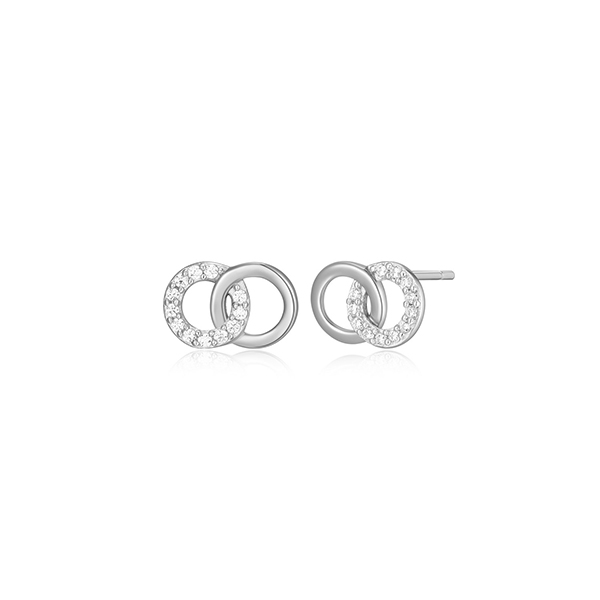 CJ Monte sterling silver lab_-created diamond interlocking circles stud earrings
