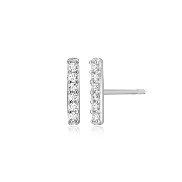 CJ Monte sterling silver lab_-created diamond single bar stud earrings