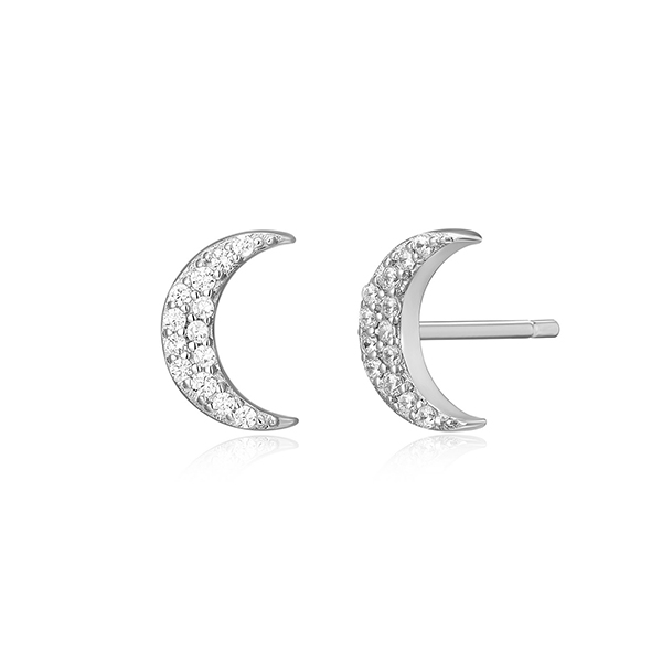 CJ Monte sterling silver lab_-created diamond crescent moon stud earrings