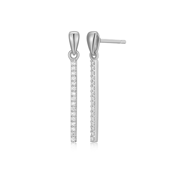 CJ Monte sterling silver lab_-created diamond long bar drop earrings