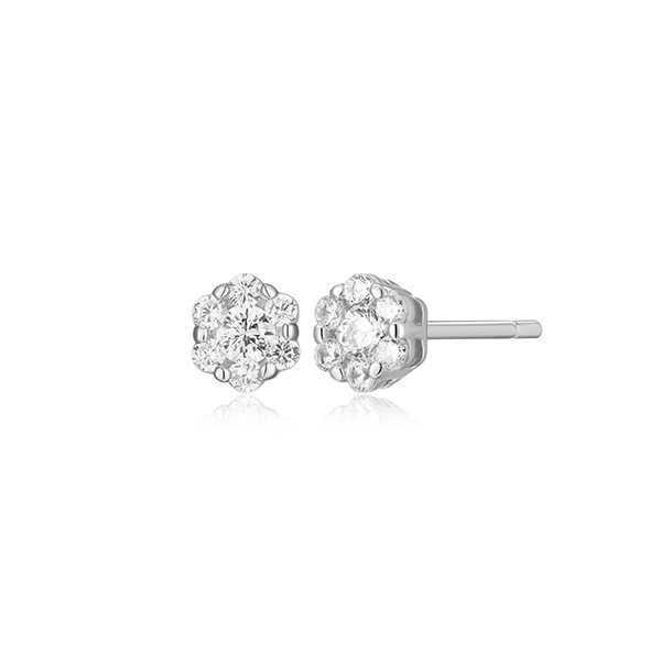 CJ Monte sterling silver lab_-created diamond round cluster stud earrings