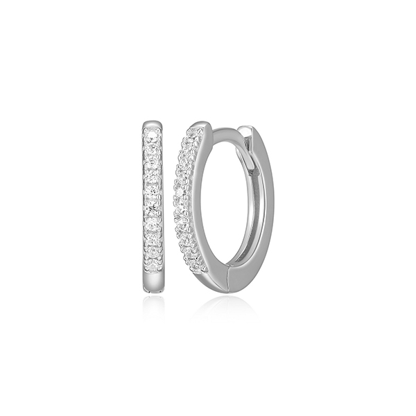 CJ Monte sterling silver lab_-created diamond13mm half_ eternity huggie hoop earrings