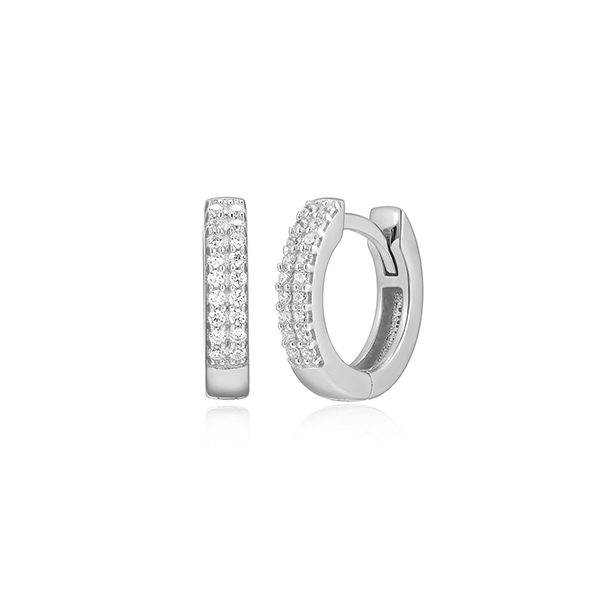 CJ Monte sterling silver lab_created diamond 12.5mm double _row huggie hoop earrings