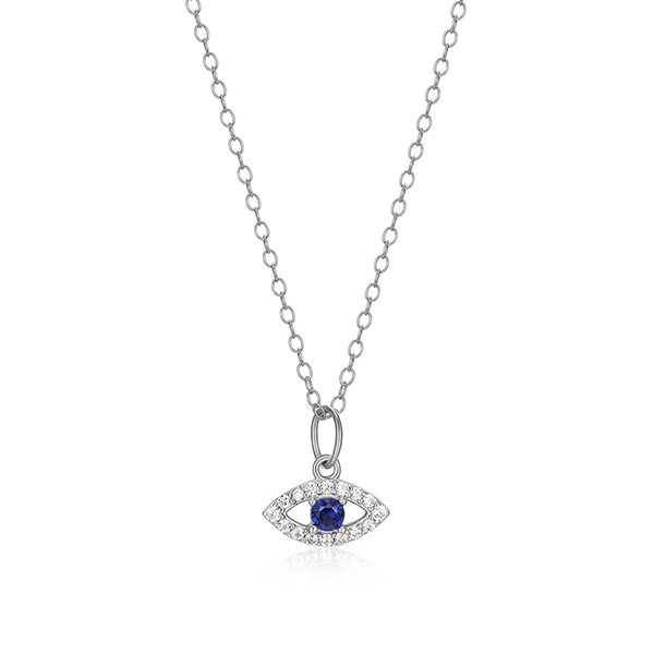 CJ Monte sterling silver lab_created diamond & created sapphire evil eye necklace
