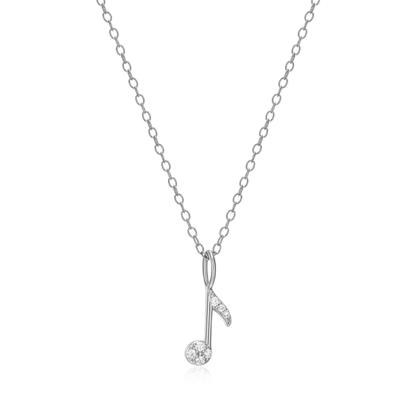 CJ Monte sterling silver lab_-created diamond music note necklace