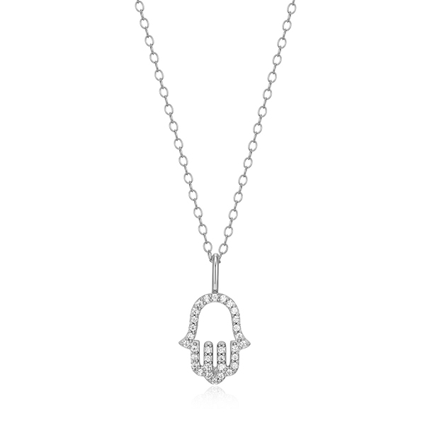 CJ Monte sterling silver lab_created diamond hamsa necklace