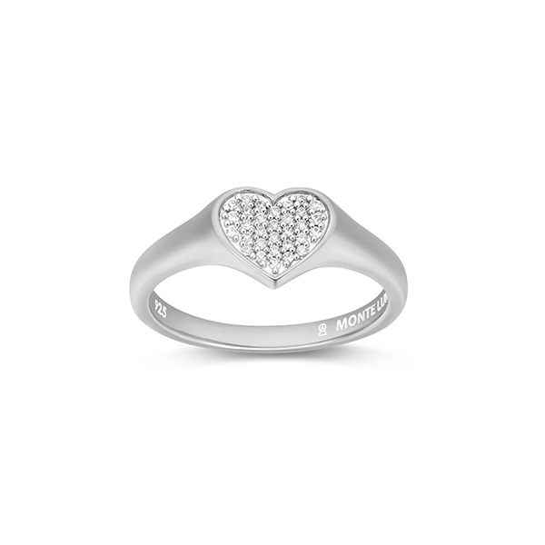 CJ Monte sterling silver lab_-created diamond pave heart ring - Size 8