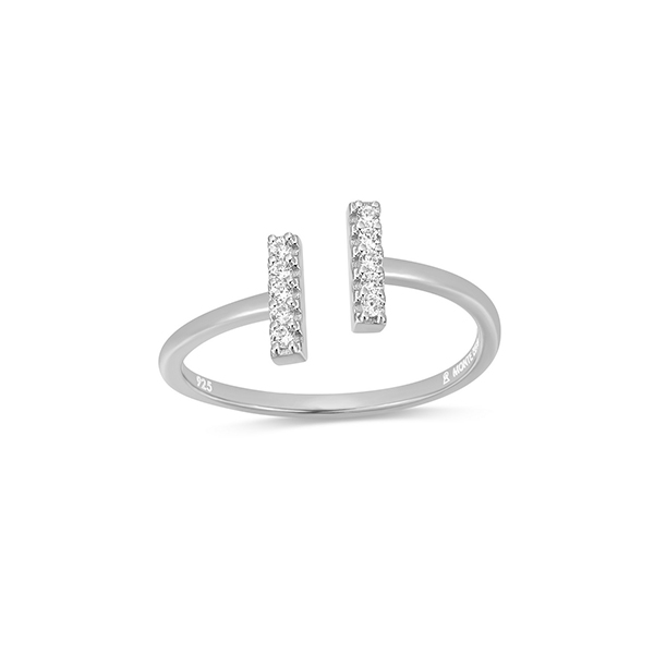CJ Monte sterling silver lab_-created diamond double bar ring - Size 8