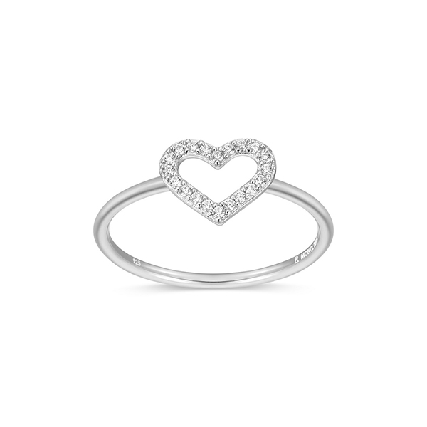 CJ Monte sterling silver lab_-created diamond open heart ring - Size  8