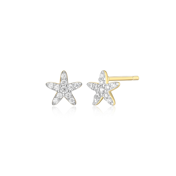 CJ Monte sterling silver lab_-created diamond starfish stud earrings