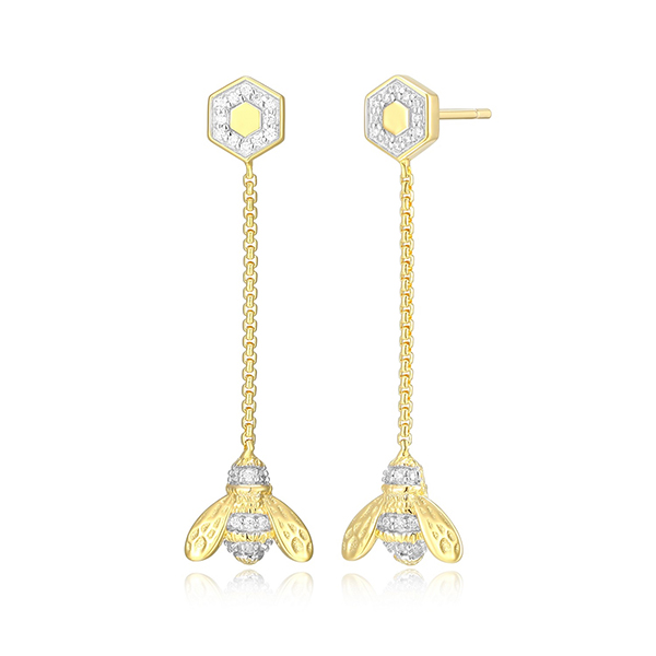 CJ Monte sterling silver lab_-created diamond honeybee drop earrings