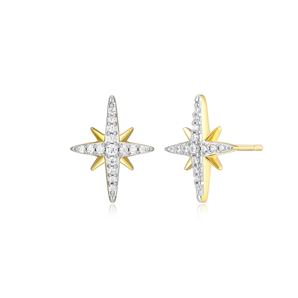 CJ Monte sterling silver lab_-created diamond north star stud earrings