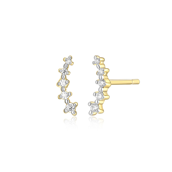CJ Monte sterling silver lab_-created diamond small curved stud earrings
