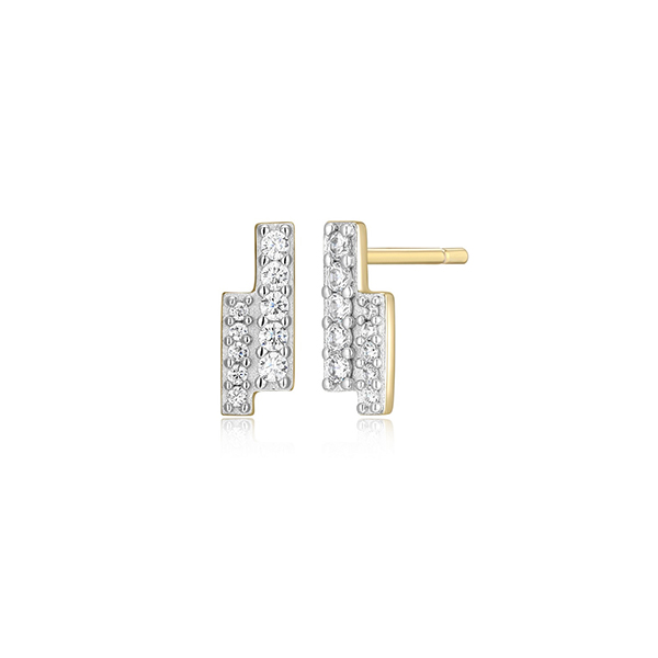CJ Monte sterling silver lab_-created diamond mini double bar stud earrings