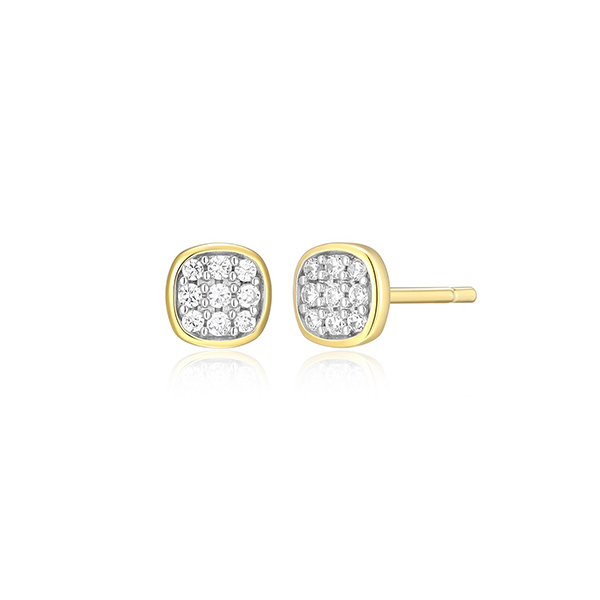 CJ Monte sterling silver lab_-created diamond pave cushion stud earrings