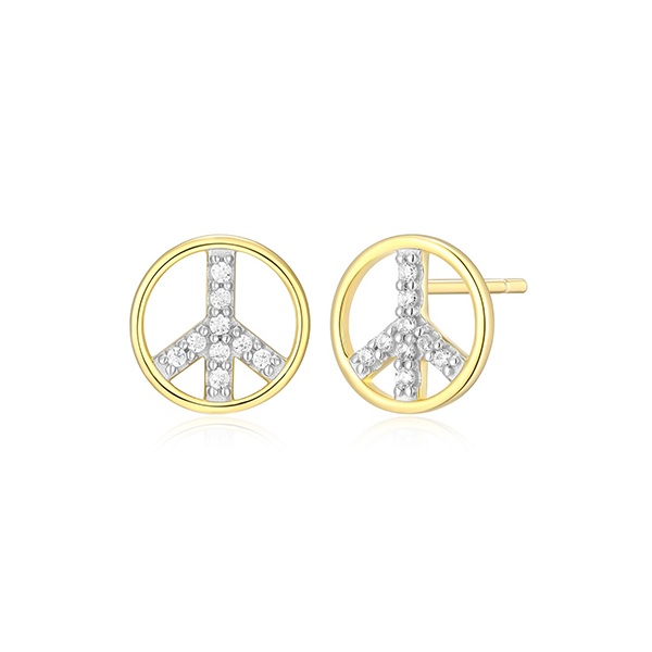 CJ Monte sterling silver lab_-created diamond peace sign stud earrings