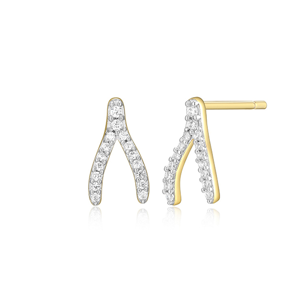 CJ Monte sterling silver lab_-created diamond wishbone stud earrings