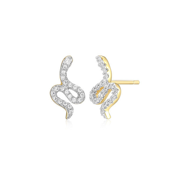 CJ Monte sterling silver lab_created diamond snake stud earrings