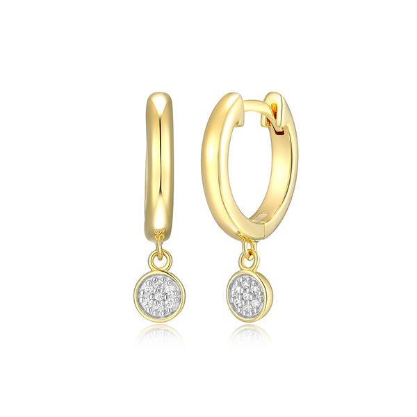 CJ Monte sterling silver lab_created diamond disk huggie earrings