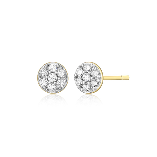 CJ Monte sterling silver lab_-created diamond small round disk stud earrings