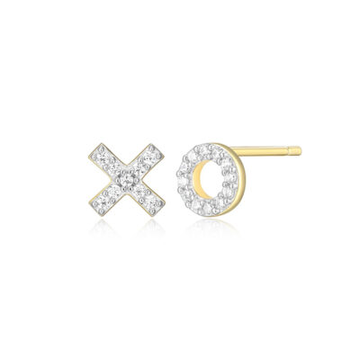 CJ Monte sterling silver lab_-created diamond XO hugs & kiss stud earrings