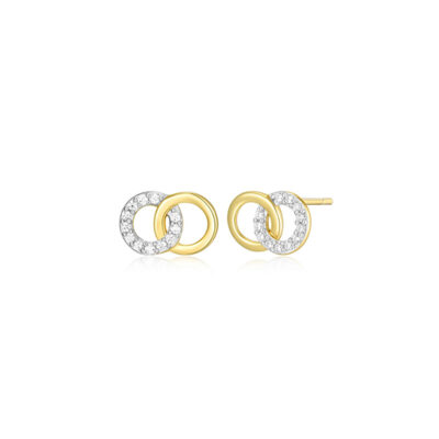 CJ Monte sterling silver lab_-created diamond interlocking circles stud earrings