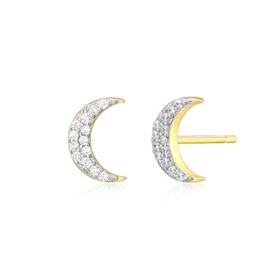 CJ Monte sterling silver lab_-created diamond crescent moon stud earrings